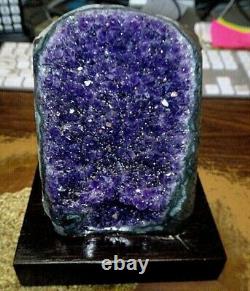 Large Amethyst Crystal Cluster Geode From Uruguay Cathedral Stand Polished