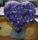 Large Amethyst Crystal Cluster Heart Geode F/ Uruguay Cathedral Steel Stand