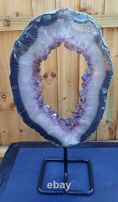Large Artisan Amethyst Geode Crystal Cluster on Bespoke Iron Stand 2.6kgs