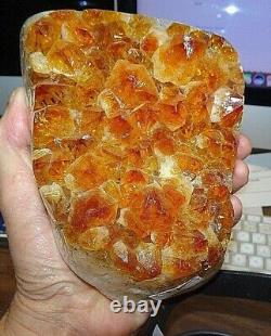 Large Citrine Crystal Cluster Geode Brazil Cathedral Steel Stand