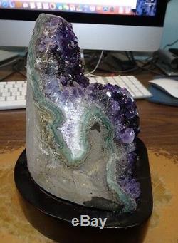 Large Deep Dark Amethyst Crystal Cluster Geode From Uruguay Cathedral