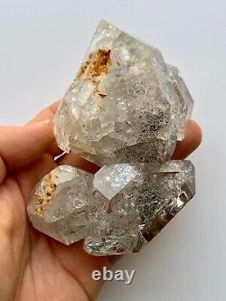 Large NY Herkimer Diamond Quartz Crystal Cluster 5pc, Rainbows, Hydrocarbon