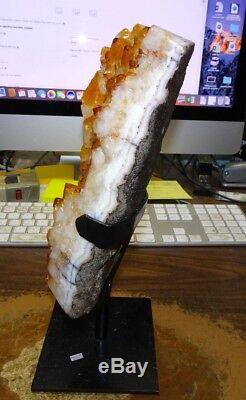 Large Polished Citrine Crystal Cluster Geode From Brazil Cathedral W' Stand