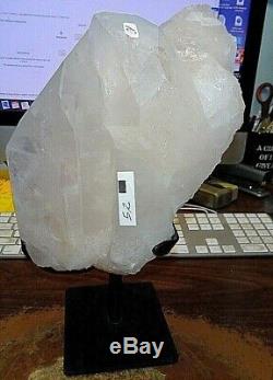 Large Quartz Crystal Cluster Geode From Brazil Cathedral Steel Stand