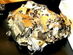 Large Rare, Golden Pyrite Crystal Cluster, Hi Luster Gold Crystals, Peru