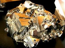 Large Rare, Golden Pyrite Crystal Cluster, Hi Luster Gold Crystals, Peru