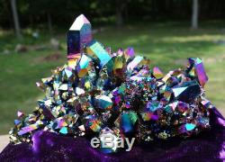 Large Titanium Rainbow / Flame Aura Quartz Crystal Cluster