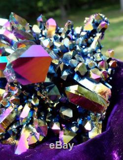 Large Titanium Rainbow / Flame Aura Quartz Crystal Cluster
