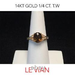 Le Vian 14K Gold Brown Quartz Chocolate Diamond Ring 1/4 CTW
