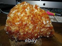Lg. Citrine Crystal Cluster Geode From Brazil Cathedral W' Acrylic Base
