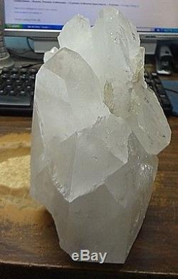 Lg. Clear Quartz Crystal Cluster Geode From Brazil Cathedral Lamp Light