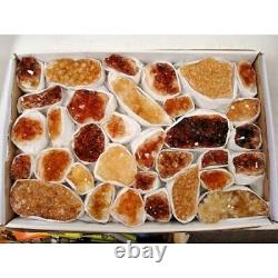 Lot Flat Citrine Crystal Geode Cluster Bulk Approx. 7.5 Lb (25 to 35 Pieces)