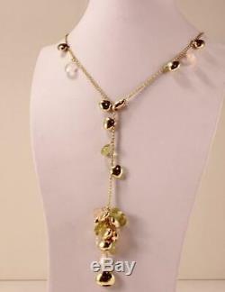 Marco Bicego Paradise 18k Y. Gold Rose Quartz Citrine Cluster Lariat Necklace