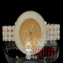 Mens Khronos Genuine Diamond Rose Gold Finish 3 Row Bezel Cluster Band Watch