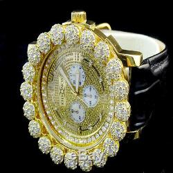 Mens Khronos Yellow Gold Finish Real Diamond Joe Rodeo Cluster Bezel Iced Watch