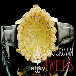 Mens Yellow Gold Real Diamond Khronos Joe Rodeo Cluster Flower Bezel Iced Watch