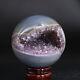 Natural Amethyst Geode Sphere Crystal Cluster Ball Healing Energy Decor Q41