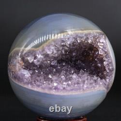 NATURAL Amethyst Geode Sphere Crystal Cluster Ball Healing Energy Decor Q41