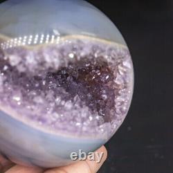 NATURAL Amethyst Geode Sphere Crystal Cluster Ball Healing Energy Decor Q41