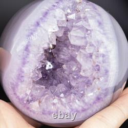 NATURAL Amethyst Geode Sphere Crystal Cluster Ball Healing Energy Decor Q71