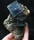 Natural Blue Purple Fluorite Grow With Calcite Crystal Cluster Mineral Specimen