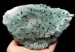 NATURAL Green FLUORITE Dodecahedron Pyrite Crystal Cluster Specimen