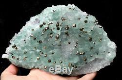 NATURAL Green FLUORITE Dodecahedron Pyrite Crystal Cluster Specimen