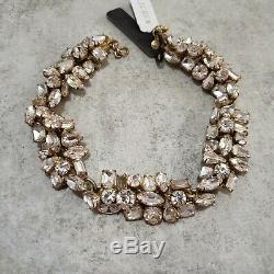 NWT J. Crew Necklace Glacier Statement Clear Gold Rhinestone Crystal Cluster NEW