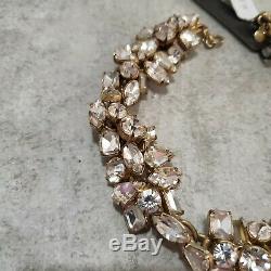 NWT J. Crew Necklace Glacier Statement Clear Gold Rhinestone Crystal Cluster NEW