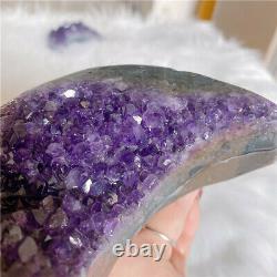 Natural Amethyst Cluster Moon Shaped Quartz Crystal Healing Reiki Collection