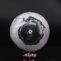 Natural Amethyst Geode Sphere Crystal Cluster Ball Healing Energy Decor Q25