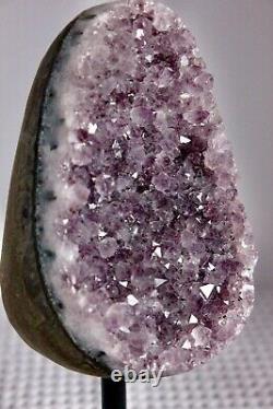 Natural Amethyst geode quartz cluster crystal mineral specimen healing Stand USA