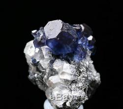 Natural Clear Blue Cube Fluorite Calcite Quartz Crysal Cluster Mineral Specimen