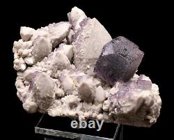 Natural Clear Purple Cube Fluorite Quartz Crysal Cluster Mineral Specimen 242g