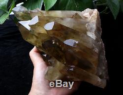 Natural Clear Smoky Citrine Quartz Point Crystal Cluster Healing Mineral 4.47lb