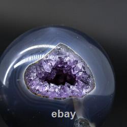 Natural Geode Sphere Crystal Cluster Ball Decor Amethyst Reiki Healing Stand Q2