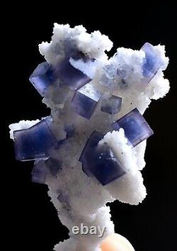 Natural Rare Clear Blue Cube Fluorite CRYSTAL CLUSTER Mineral Specimen 16g