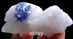 Natural Rare Clear Blue Cube Fluorite CRYSTAL CLUSTER Mineral Specimen 60g