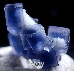 Natural Rare Clear Blue Cube Fluorite CRYSTAL CLUSTER Mineral Specimen 8g