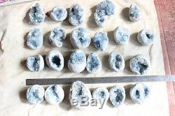 Natural Raw Baby Blue Celestite Quartz Crystal Geode Cluster Points Wholesales