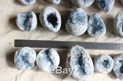 Natural Raw Baby Blue Celestite Quartz Crystal Geode Cluster Points Wholesales