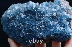 Natural Transparent Blue Cube Fluorite CRYSTAL CLUSTER Mineral Specimen 605g