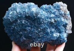 Natural Transparent Blue Cube Fluorite CRYSTAL CLUSTER Mineral Specimen 605g