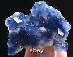 Natural Transparent Blue Cube Fluorite CRYSTAL CLUSTER Mineral Specimen 85g