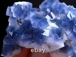 Natural Transparent Blue Cube Fluorite CRYSTAL CLUSTER Mineral Specimen 85g