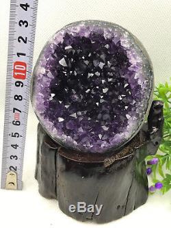 Natural Uruguay Deep Purple Crystal Quartz Amethyst Geode Clusters +Stand A19