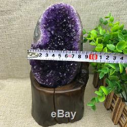 Natural Uruguay Deep Purple Crystal Quartz Amethyst Geode Clusters +Stand A28