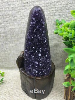 Natural Uruguay Deep Purple Crystal Quartz Amethyst Geode Clusters +Stand A34