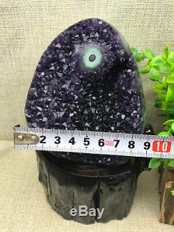 Natural Uruguay Deep Purple Crystal Quartz Amethyst Geode Clusters +Stand A35