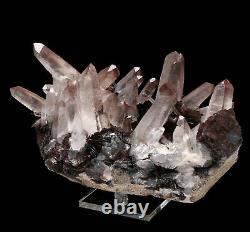 Natural White Quartz Crystal Cluster & Specularite Healing Stone Mineral 1.94lb